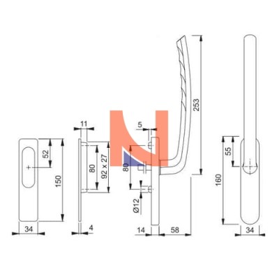 TOKYO MANIGLIONE SINGOLO ALZANTE SENZA FORO CILINDRO BRONZO F4