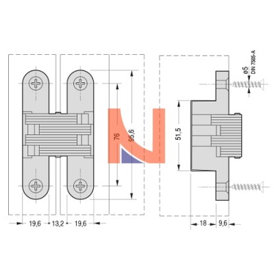 CERNIERA INVISIBILE A SCOMPARSA PER PORTE, 95.6X19.6 MM, FINITURA BRONZATO