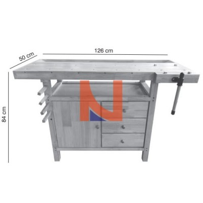TAVOLO DA LAVORO PROFESSIONALE IN LEGNO 126X50X84 CM