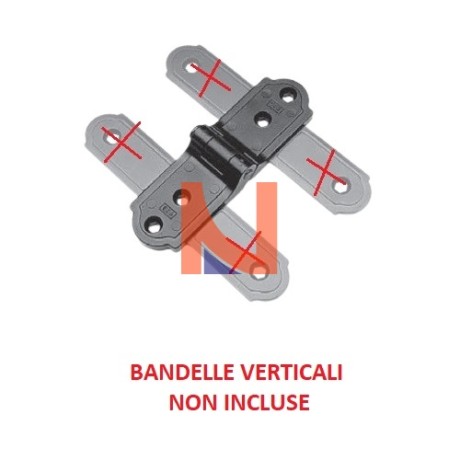 CERNIERA COMPLANARE SIMMETRICA PER SQUADRI E BANDELLA VERTICALE 60/25 FINITURA NERO