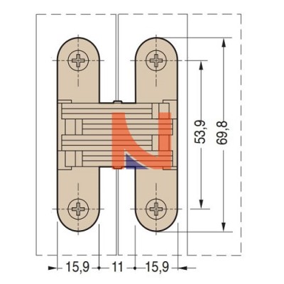 CERNIERA INVISIBILE PER PORTE, PORTATA 15-25 KG, FINITURA BRONZATO