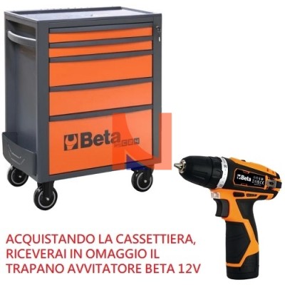 CASSETTIERA PORTA ATTREZZI ARANCIO CON 5 CASSETTI – BETA RSC24/5