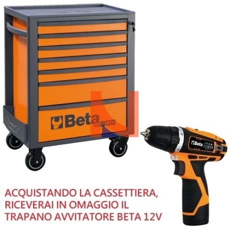 CASSETTIERA PORTA ATTREZZI ARANCIO CON 7 CASSETTI – BETA RSC24/7