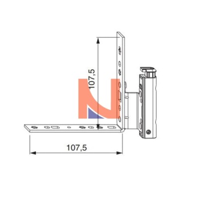 ANGOLO CERNIERA DT130 CON FISSAGGIO BATTUTA 12/18-9 DESTRO ARGENTO