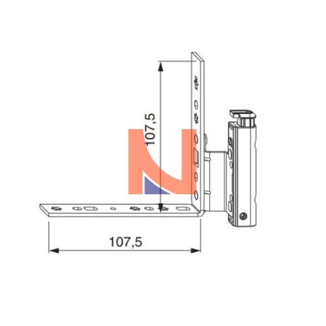 ANGOLO CERNIERA DT130 CON FISSAGGIO BATTUTA 12/18-9 DESTRO ARGENTO