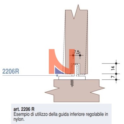 PATTINO GUIDA INFERIORE IN NYLON (REGOLABILE)