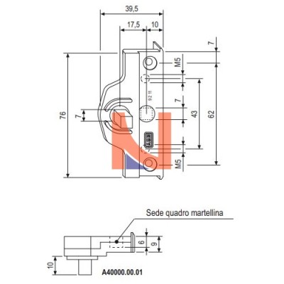 DEVIATORE PER COPRIGIUNTO CENTRALE ASSE 9 MM BATTUTA 11 MM SENZA GUARNIZIONE