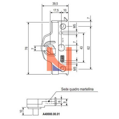 DEVIATORE PER COPRIGIUNTO CENTRALE ASSE 9 MM BATTUTA 11 MM SENZA GUARNIZIONE