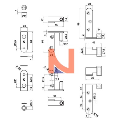 CERNIERA PIVOT QUADRATA PER PORTE A FILO FINITURA ARGENTO SATINATO