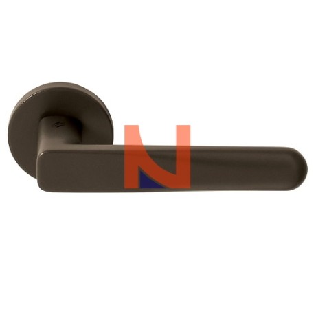 MANIGLIA PER PORTA COLOMBO DESIGN ROBOT6 SU ROSETTA TONDA UMBER BRONZE