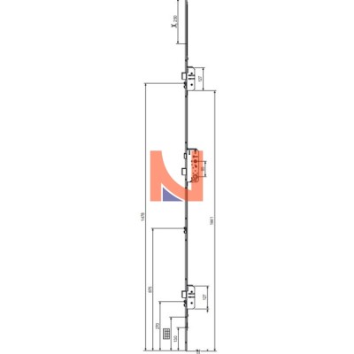 SERRATURA MULTIPUNTO SICURTOP, E35 MM, 16X2150, 2 CATENACCI + 1 NOTTOLINI, FINITURA ARGENTO