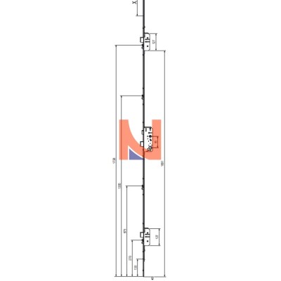 SERRATURA MULTIPUNTO SICURTOP, E50 MM, 16X2400, 2 CATENACCI + 2 NOTTOLINI, FINITURA ARGENTO