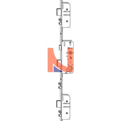 SERRATURA MULTIPUNTO SICURTOP, E40 MM, 16X2400, 2 CATENACCI + 2 NOTTOLINI, FINITURA ARGENTO