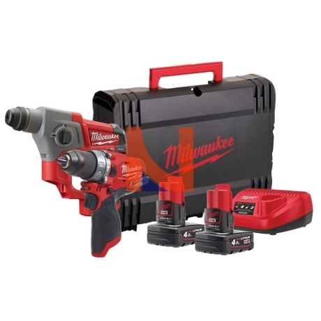KIT 12V TRAPANO FPD + TASSELLATORE CH CON 2 BATTERIE E CARICABATTERIE M12FPP2B-402X