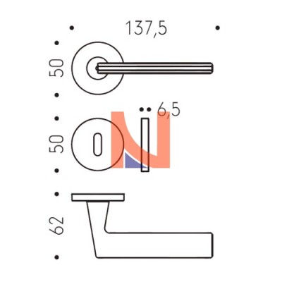 MANIGLIA PER PORTA COLOMBO DESIGN LACONICA, ROSETTA E BOCCHETTA TONDA, FORO PATENT, OROPLUS