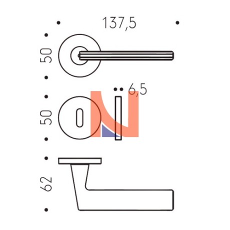 MANIGLIA PER PORTA COLOMBO DESIGN LACONICA, ROSETTA E BOCCHETTA TONDA, FORO PATENT, ZIRCONIUM STAINLESS-STEEL HPS/1