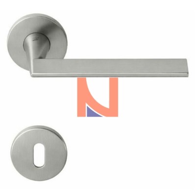 MANIGLIA PER PORTA COLOMBO DESIGN LACONICA, ROSETTA E BOCCHETTA TONDA, FORO PATENT, ZIRCONIUM STAINLESS-STEEL HPS/1