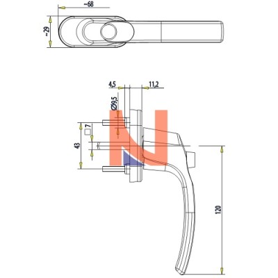 MANIGLIA DK NEPTUN CON CHIAVE 7X40 INOX GU R-4521151-40-8