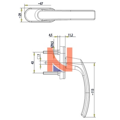 MANIGLIA DK NEPTUN 7X40 INOX GU R-4521150-40-8