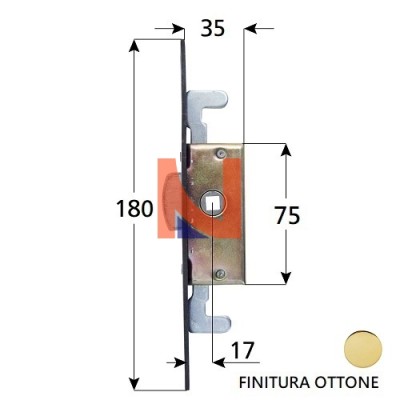 CREMONESE PER FINESTRA 1/2 GIRO FINITURA OTTONE