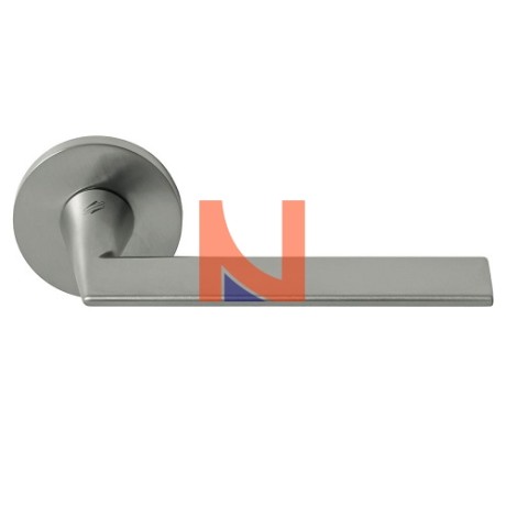 MANIGLIA PER PORTA COLOMBO DESIGN LACONICA SU ROSETTA TONDA ZIRCONIUM STAINLESS-STEEL HPS/1