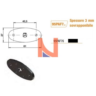 SPESSORE 3 MM OVALE NERO PER FERMO A CALAMITA TORBEL 94PAF76