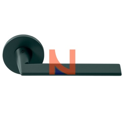 MANIGLIA PER PORTA COLOMBO DESIGN LACONICA SU ROSETTA TONDA DARK GREEN