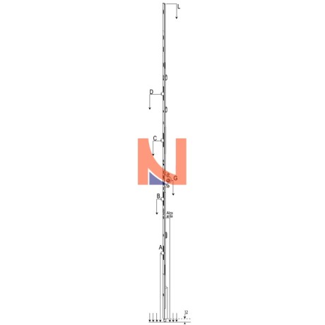 CREMONESE AD INVERSIONE GU PER SERRAMENTI A 2 ANTE, ENTRATA 15 MM, ALTEZZA 2351-2600 MM, MANIGLIA 1050 MM, ARGENTO
