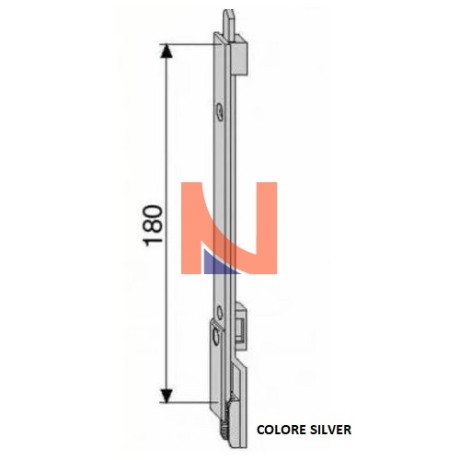 TERMINALE TOP CON PUNTALE AGB, USCITA 15 MM, LUNGHEZZA 180 MM, COLORE SILVER