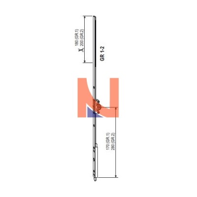 CREMONESE AGB, PER ANTA DOPPIA, ENTRATA 15 MM, ALTEZZA ANTA 360-600 MM, GR1, ALTEZZA MANIGLIA 170 MM, A004881500
