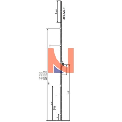 CREMONESE AGB, PER ANTA SINGOLA, ENTRATA 15 MM, ALTEZZA ANTA 2200-2400 MM, GR10, ALTEZZA MANIGLIA 1050 MM, A404021510