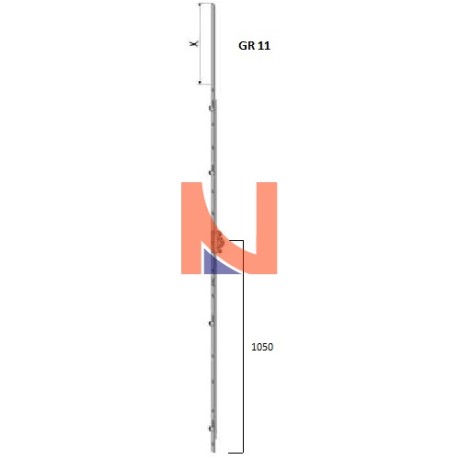 CREMONESE AGB PER ANTA RIBALTA, GR11, ENTRATA 15 MM, ALTEZZA ANTA 2400-2600 MM, ALTEZZA MANIGLIA 1050 MM, A401101511