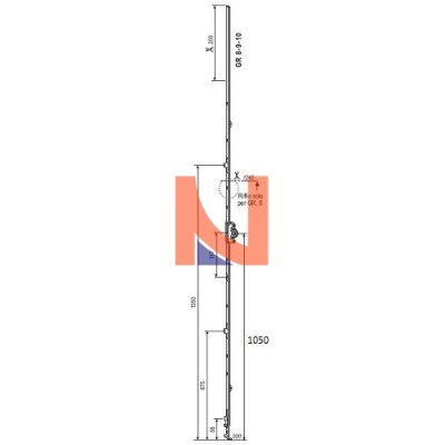 CREMONESE AGB PER ANTA RIBALTA, GR9, ENTRATA 15 MM, ALTEZZA ANTA 2000-2200 MM, ALTEZZA MANIGLIA 1050 MM, A401101509
