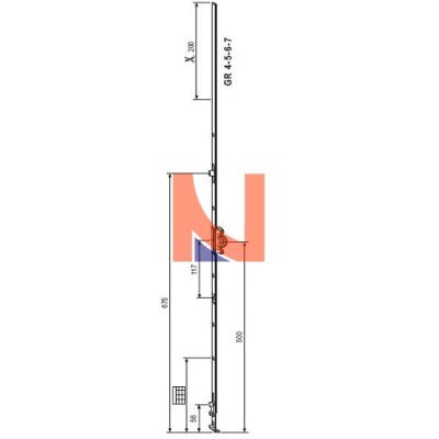 CREMONESE AGB PER ANTA RIBALTA, GR7, ENTRATA 15 MM, ALTEZZA ANTA 1600-1800 MM, ALTEZZA MANIGLIA 500 MM, A401101507