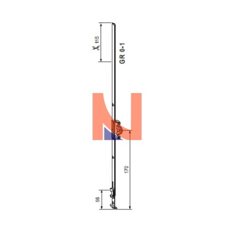 CREMONESE AGB PER ANTA RIBALTA, GR0, ENTRATA 15 MM, ALTEZZA ANTA 370-550 MM, ALTEZZA MANIGLIA 170 MM, A401101500