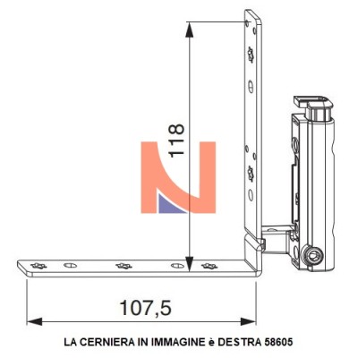 ANGOLO CERNIERA AD INCASSO DESTRO PER PORTAFINESTRA CON FISSAGGIO BATTUTA 4/15-9 ARGENTO