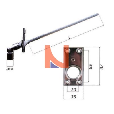 SNODO 45° PER TAPPARELLE INGRESSO ASTA TONDO CON QUADRO 8