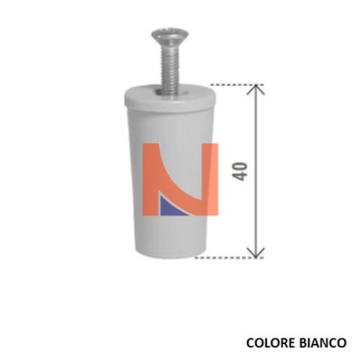 TAPPO D’ARRESTO BIANCO IN PLASTICA DA 40 MM CON VITE