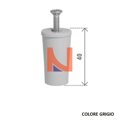 TAPPO D’ARRESTO GRIGIO IN PLASTICA DA 40 MM CON VITE