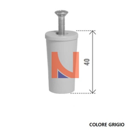 TAPPO D’ARRESTO GRIGIO IN PLASTICA DA 40 MM CON VITE
