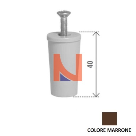 TAPPO D’ARRESTO MARRONE IN PLASTICA DA 40 MM CON VITE