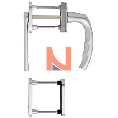 MANIGLIA DK ATLANTA CON ROSETTA E BOCCHETTA FORO YALE IN ALLUMINIO ARGENTO PER PORTE BALCONE