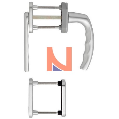 MANIGLIA DK ATLANTA CON ROSETTA E BOCCHETTA FORO YALE IN ALLUMINIO ARGENTO PER PORTE BALCONE