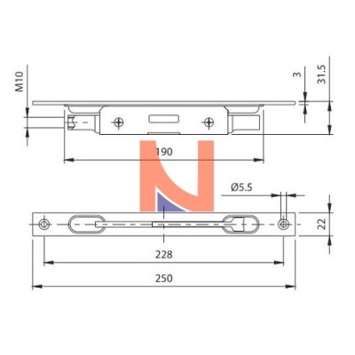 CATENACCIO PER PORTE BLINDATE COMUNELLO 707 DOPPIA MANDATA LEVA 15 MM OTTONE NICHELATO