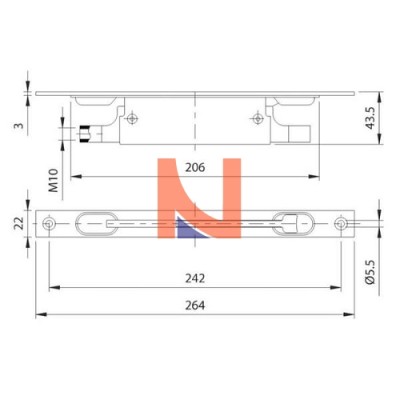 CATENACCIO PER PORTE BLINDATE COMUNELLO 708 DOPPIA MANDATA LEVA 21 MM OTTONE NICHELATO