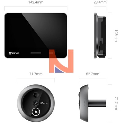 EZVIZ EP4 SPIONCINO DIGITALE SMART WIFI 4K CON DISPLAY TOUCH 5,5″ ARGENTO