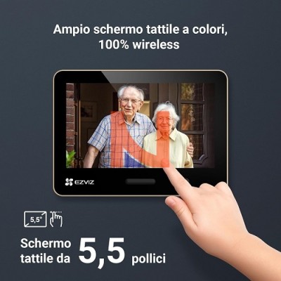 EZVIZ EP4 SPIONCINO DIGITALE SMART WIFI 4K CON DISPLAY TOUCH 5,5″ ARGENTO