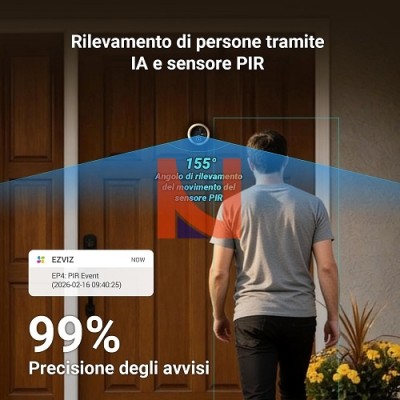 EZVIZ EP4 SPIONCINO DIGITALE SMART WIFI 4K CON DISPLAY TOUCH 5,5″ ARGENTO