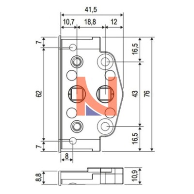DEVIATORE PER COPRIGIUNTO CENTRALE ASSE 9 MM BATTUTA 15 MM SENZA GUARNIZIONE