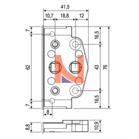 DEVIATORE PER COPRIGIUNTO CENTRALE ASSE 9 MM BATTUTA 15 MM SENZA GUARNIZIONE